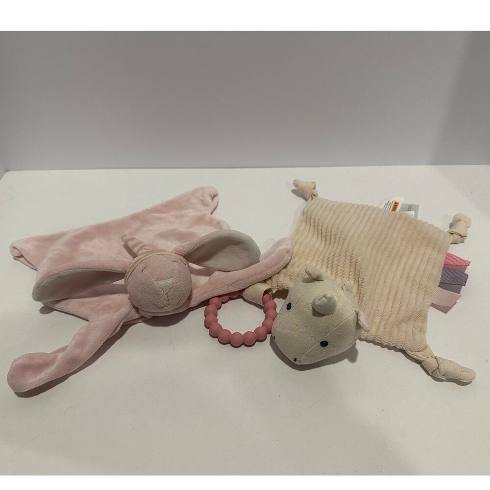 2 small baby girl lovies unicorn bunny Cloud Island